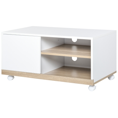 HOMCOM® TV Schrank mit 2 Rollen Moderner Fernsehtisch Lowboard Sideboard Weiß