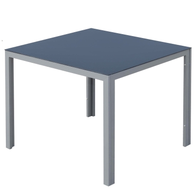 Outsunny® Gartentisch mit Glasplatte | Aluminium, Sicherheitsglas | Schwarz, Silber | 87 x 87 cm