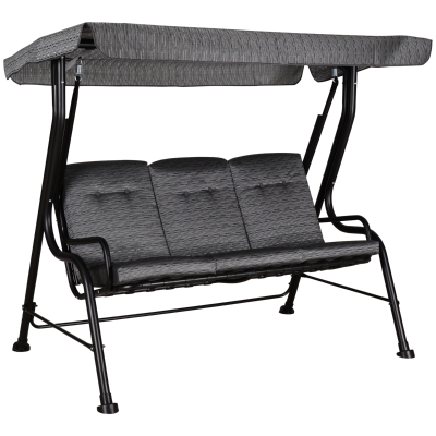 Outsunny® Hollywoodschaukel 3-Sitzer Gartenschaukel Verstellbares Sonnendach Textilene