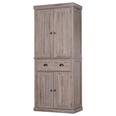HOMCOM® Schrank Hochschrank Kommode 6 verstellbare Ebenen mit Schublade MDF