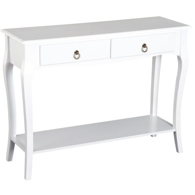 HOMCOM Konsolentisch Konsole Sideboard mit 2 Schubladen Holzfüße Flur Weiß 100x33x75cm