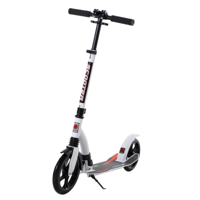 HOMCOM Kinderscooter, Kickscooter mit Stoßdämpfung, Tretroller, Klappbar und Höheverstellbar, ab 14 Jahren, Aluminium, Weiß, 92,5 x 37,5 x 87-101,5 cm
