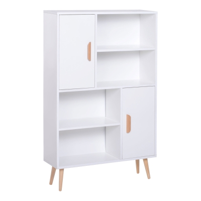 HOMCOM Kommode mit 2 Türen 5 Fächern Weiß 80 cm x 23,5 cm x 123 cm