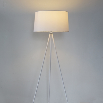 HOMCOM Stehlampe Tripod Wohnzimmer Schlafzimmer Standleuchte Stehleuchte 40 W Skandinavisch Stoff + Metall weiß ∅48 x 156 cm