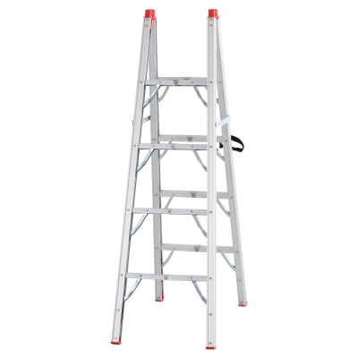 HOMCOM Faltbare Leiter, Klappleiter, Stehleiter, Aluminium, Silber, 93 x 48 x 151 cm, 150 kg Belastbarkeit