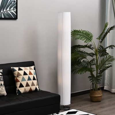 HOMCOM Stehlampe Wohnzimmer Schlafzimmer Standleuchte Stehleuchte Edelstahlboden Textillampenschirm 40 W rund weiß + silber Ø 20 x 160 cm