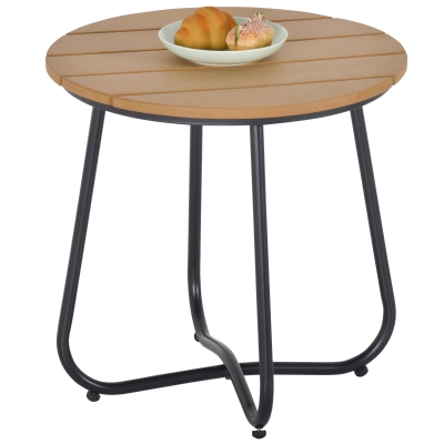 Outsunny Gartentisch Rundtisch elegant Gartenmöbel stabil verstellbare Füße Dekoration Garten Terrasse Wohnzimmer Stahlboden Braun Ø49 x 48H cm