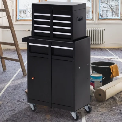 Wózek warsztatowy DURHAND skrzynka narzędziowa z 5 szufladami kółka 360° metalowy 52,5 x 28 x 104,5 cm