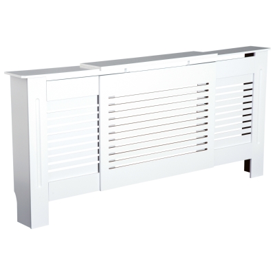 HOMCOM Heizkörperverkleidung, Heizungsabdeckung Heizkörper Abdeckung Einstellbar Weiß 145-209,5x20,5x82,5cm