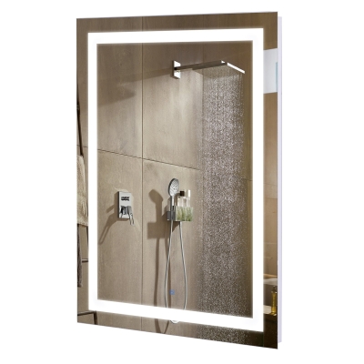 kleankin® Badezimmer Spiegel mit LED Beleuchtung Aluminium Glas Stahl Weiß, Silber