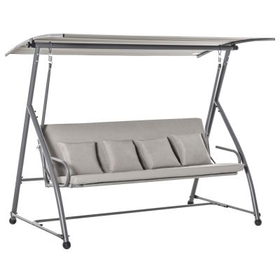 Outsunny® 3-Sitzer Hollywoodschaukel Schaukelstuhl 2-in-1 Gartenliege mit Sonnendach Stahl