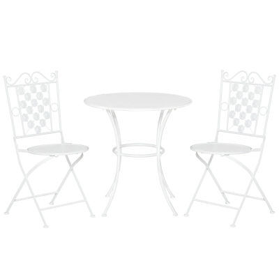 Outsunny® Sitzgruppe 3-teilige Essgruppe Gartenmöbel-Set 1 Tisch+2 Stühle Metall Weiß