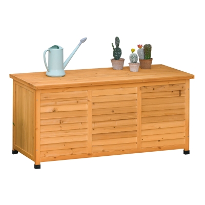 Outsunny Gartenschrank Gerätehaus Gerätescharank wasserbeständig Tannenholz dauerhaft große Raum 127 x 56 x 60 cm Gelb