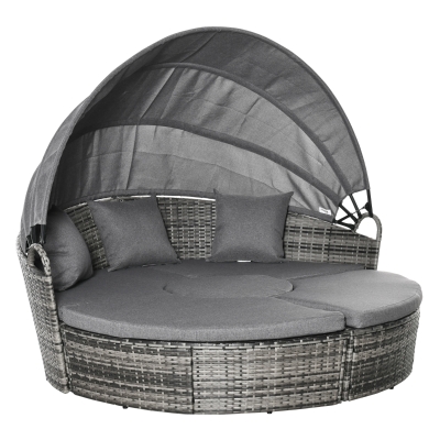 Outsunny Rattan Sonnenliege 175 cm x 180 cm x 147 cm