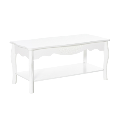 HOMCOM Couchtisch Wohnzimmertisch Beistelltisch mit Ablage Holz Weiß 94x44x43cm