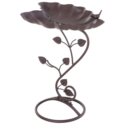 Outsunny® Vogeltränke Vogelbad Vogelbecken Lotosblatt-Form Deko Garten Metall Bronze