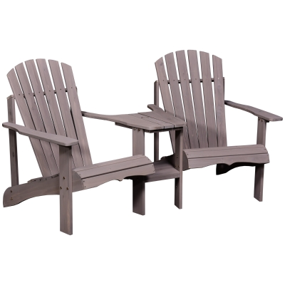Fauteuils de jardin Adirondack avec table basse sapin gris