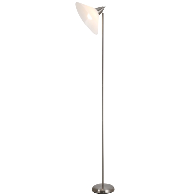HOMCOM Stehlampe mit einstellbar Lampenkopf, Standleuchte, Einstellbare Helligkeit, Sthal, Silber, 35 x 35 x 180 cm