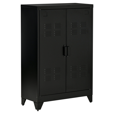 HOMCOM Sideboard mit 2 verstellbaren Einlegeböden Schwarz 75 cm x 33 cm x 110 cm