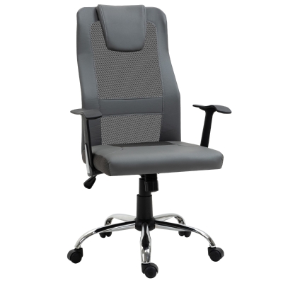 Vinsetto Bürostuhl Drehstuhl höhenverstellbar Chefsessel Schreibtischstuhl ergonomisch PU Grau 66 x 73 x 108-118 cm