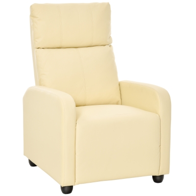 HOMCOM Relaxsessel Ruhesessel Fernsehsessel Sessel mit Liegefunktion Kunstleder (Creme)