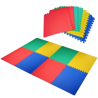 HOMCOM Puzzlematte Kinderspielteppich Matte Spielmatte Bodenschutzmatte Bodenmatte Turnmatte EVA, Bunt, 60 x 60 x 1,2 cm 8 tlg.