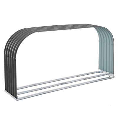 Outsunny Kaminholzständer Holzlager Kaminholzunterstand Brennholzregal 0,85 m³ Stahl Grau 208 x 46 x 112 cm