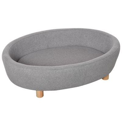 PawHut Hundesofa Haustiersofa Oval morderne Gebürstetes Stoff für mittelgroßen Hunde und Katzen 81 x 61 x 24 cm Grau