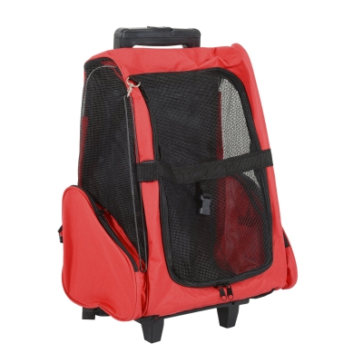PawHut Hundetrolley Transporttasche Tragetasche für Tiere 2 in1 Rucksack und Trolley 42x25x55 Rot