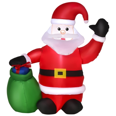 HOMCOM LED Figur Motiv Weihnachten Weihnachtsmann Schneemann aufblasbar Weihnachtsdeko beleuchtet Garten, L 70 x B 45 x H 120 cm, IP 44, warm weiß