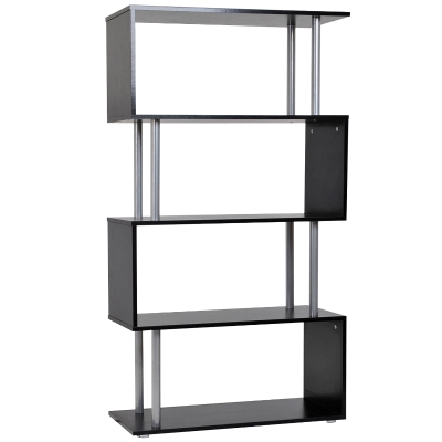 HOMCOM Standregal 4 Fächer Raumteiler Eckregal Wandregal Büroregal Schwarz 80x30x145 cm