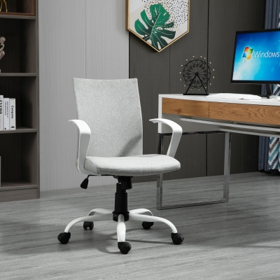 Vinsetto krzesło biurowe krzesło do biurka siatkowe podparcie pleców z funkcją przechylania zagłówek krzesło do domowego biura z regulacją wysokości ergonomiczne obrotowe kółka 360° pianka nylon szary 61 x 61 x 89-99 cm