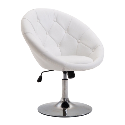 HOMCOM Arbeitshocker Drehhocker Drehstuhl Bürostuhl verchromt höhenverstellbar, PU+Stahl, Schwarz/Weiß, 56x71x78,5-90,5cm (Weiß)