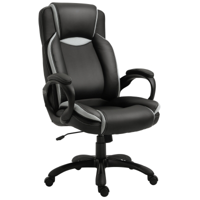 Vinsetto Ergonomischer Bürostuhl, Gaming Stuhl, Drehstuhl, Kunstleder, Schaumstoff, Nylon, Mesh-Stoff, Schwarz, Weiß, 67 x 75 x 116,5-126 cm