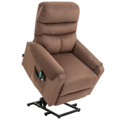 HOMCOM Fernsehsessel mit Aufstehhilfe und Wohlfühl-Massage Hellbraun 79 cm x 97 cm x 103 cm