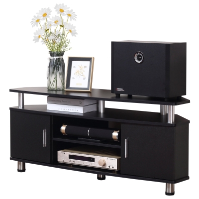 Homcom Meuble TV Multi-Rangements 2 portes Noir 120 x 40 x 52 cm