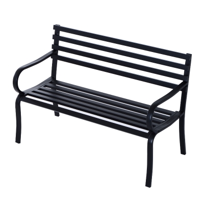 Outsunny Gartenbank für 2 Personen, Metall, Schwarz, 127 x 58 x 82 cm