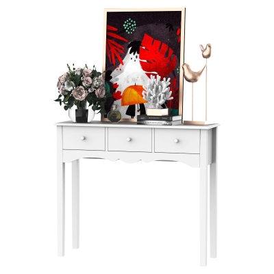 HOMCOM Konsolentisch, Beistelltisch, Dekotisch, Konsole Schubladentisch, MDF, Weiß, 100 x 32 x 85 cm