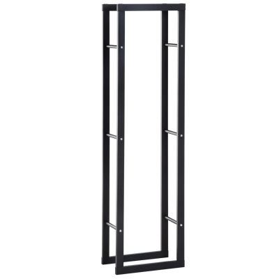 HOMCOM Feuerholzregal Kaminholzablage Kaminholzständer Kaminholzhalter 100kg Stahl Schwarz L40 x B25 x H150 cm