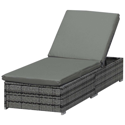 Bain de soleil inclinable grand confort avec matelas résine gris