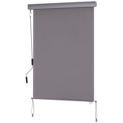 Outsunny Senkrechtmarkise Balkonmarkise Vertikalmarkise Windschutz Seitenrollo Sichtschutz mit Handkurbel Polyester+Aluminium Grau 100 x 140 cm