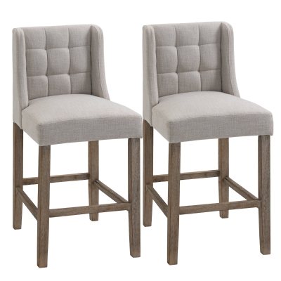 HOMCOM 2er-Set Barhocker Beige 47 cm x 50 cm x 101 cm