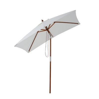 Outsunny Sonnenschirm 3-stufige Neigung Holz Cremeweiß 200 x 150 x 230 cm