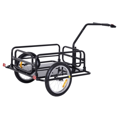 HOMCOM Fahrradanhänger Lastenanhänger 40 kg Belastbarkeit Transportanhänger Handwagen Kupplung klappbar Stahl Gummi Schwarz 155 x 71,5 x 77 cm