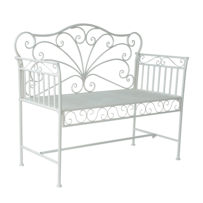 Outsunny® Gartenbank 2-Sitzer Sitzbank Blumenbank Parkbank Gartenmöbel Metall Weiß
