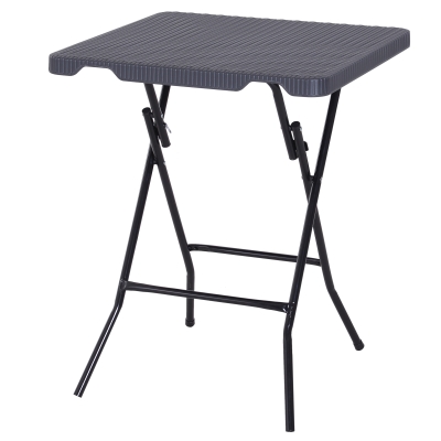 Outsunny Falttisch Klapptisch Gartentisch klappbar Beistelltisch Balkontisch Picknicktisch Campingtisch Kunststoff + Metall Dunkelbraun 60 x 60 x 74 cm