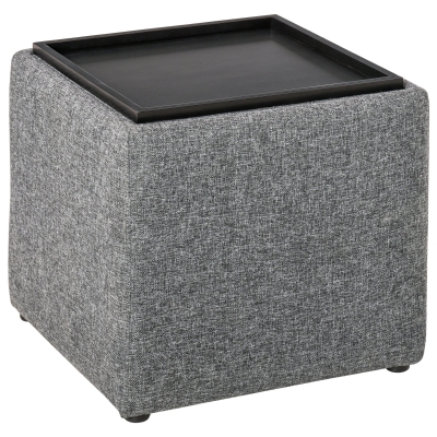 HOMCOM Sitzhocker mit Stauraum, Fußhocker, Polsterhocker, Aufbewahrungsbox, Deckel Abnehmbar, Leinen, Dunkelgrau, 42 x 42 x 41 cm