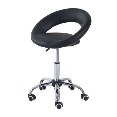 HOMCOM Rollhocker Arbeitshocker Drehhocker Bürostuhl höhenverstellbar, PU+Metall, Schwarz, 50 x 54 x (66-78) cm