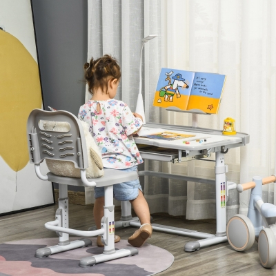 HOMCOM Kinderschreibtisch Set 80 cm x 40 cm x 105 cm