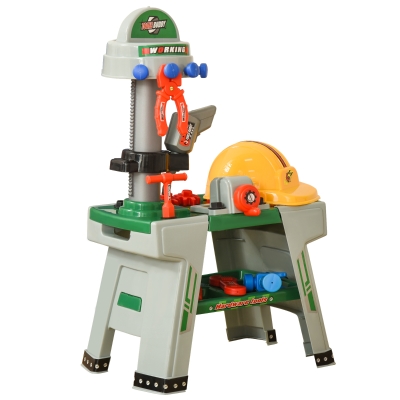 HOMCOM Kinder-Werkbank Spielzeug mit 37 Teilen von 3 bis 6 Jahren 44 cm x 26 cm x 71 cm